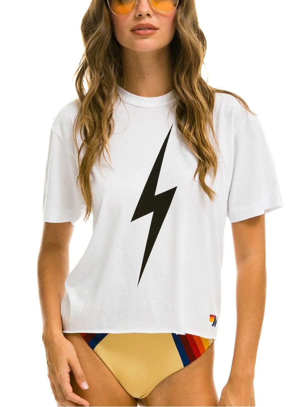 New! Aviator Nation BOLT BOYFRIEND TEE - WHITE, new with tagged plastic